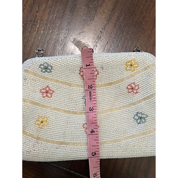 Vintage Jorelle Bags Handmade Beaded Coin Purse Bag Flower Print Made Japan - Picture 9 of 9